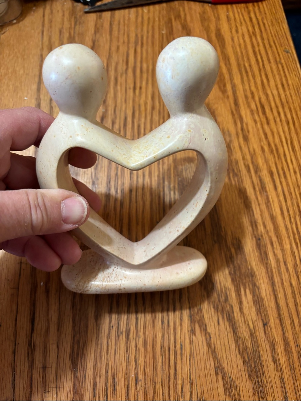 Minimal Cream Heart Couple Sculptural Accent